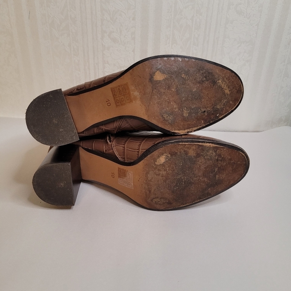 Madewell The Mira Side-Seam Ankle Boot in Croc Embossed Leather Size 10 - Picture 8 of 10
